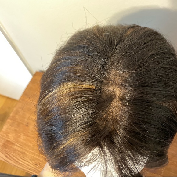 Human Hair Lace Front Part Wig Wig - Brown Brunette w/ Blonde Highlights - Picture 6 of 14